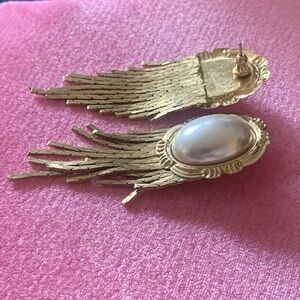 Gold and Pearl Earrings Vintage Fashion